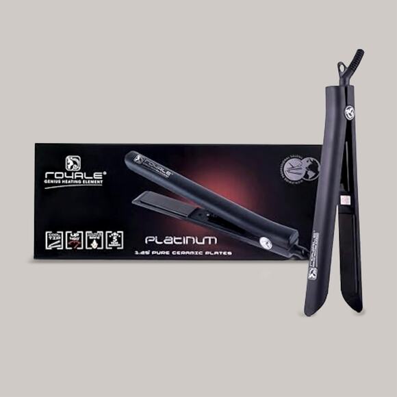 $385 Royale Platinum Genius Heating Hair Straightener Ceramic Plates 1.25" Black - Picture 1 of 3